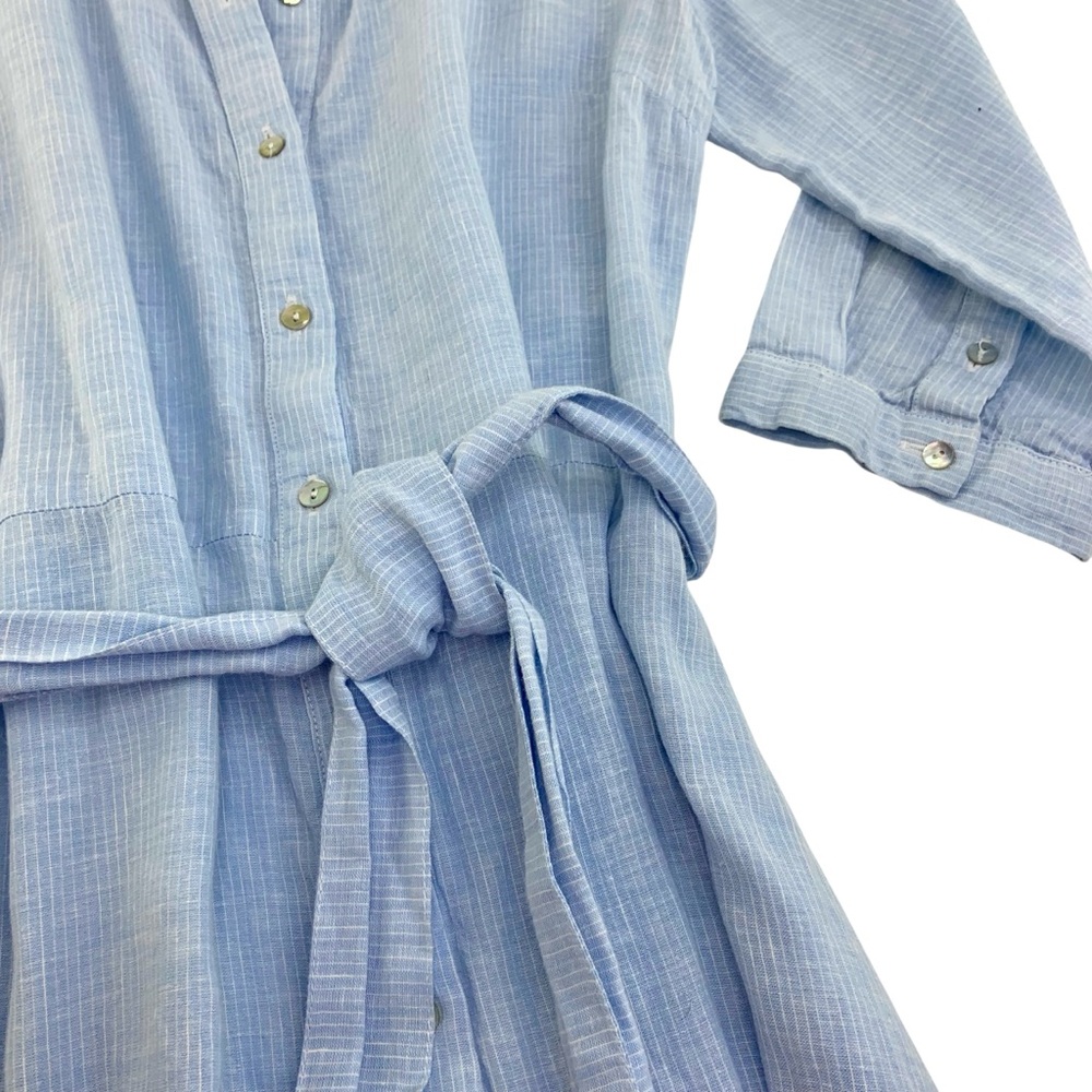 Holbrook Sweden Blue Ticking Pinstripe Maxi Shirt Dress - Picture 4 of 6
